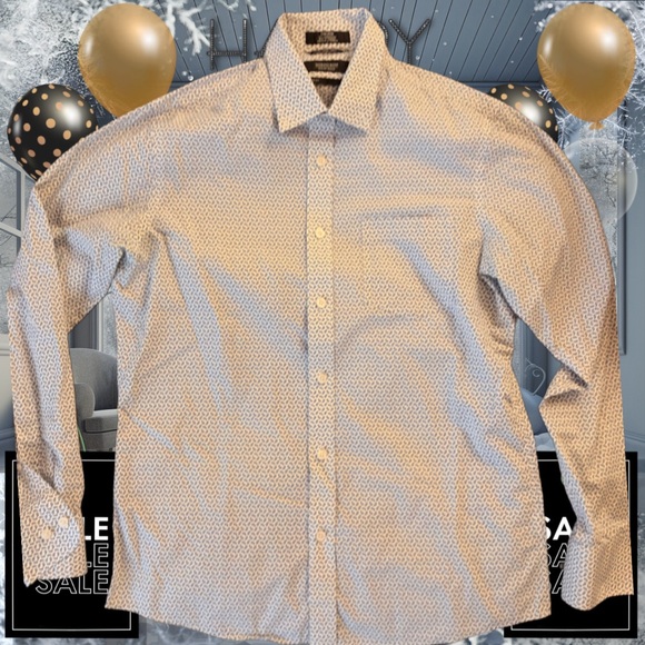 NEW Nordstrom Blue and White Non-Iron Trim Fit Dress Cotton Shirt medium - Picture 6 of 9